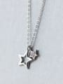 Trendy Star Shaped S925 Silver Rhinestone Necklace