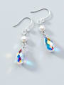 Elegant Colorful Water Drop Crystal S925 Silver Drop Earrings