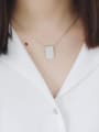 Simple Smooth Rectangular Pendant Silver Necklace