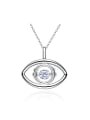 Simple Hollow Eye shape Rotational Cubic Zircon 925 Silver Pendant