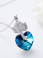 Fashion Little Zirconias Elephant Swarovski Crystal Heart 925 Silver Pendant