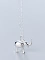 925 Sterling Silver With Silver Plated Cute Animal Elephant Necklaces