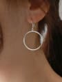 Simple Hollow Round Silver Women Earrings