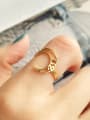 Sterling silver star moon gold free size ring