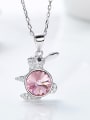 Fashion Cute Rabbit Swarovski Crystal Pendant 925 Silver Necklace