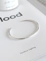 Sterling silver minimalist style glossy silver open bracelet