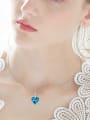 Fashion Blue Heart Swarovski Crystal 925 Silver Pendant