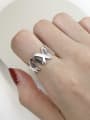 Sterling Silver simple XV letter geometric free size ring