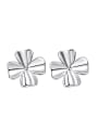 Simple Tiny Four-leaf Clover 925 Silver Stud Earrings