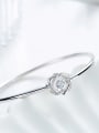 Fashion Cubic Rotational Zircon Hearts 925 Silver Bangle