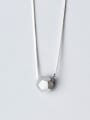 S925 Silver Necklace Pendant simple geometric polygon wire drawing Necklace Chain D4290