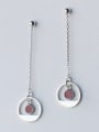 Temperament Round Shaped S925 Silver Enamel Drop Earrings