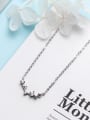 Fresh Leaf Shaped S925 Silver Zircon Necklace