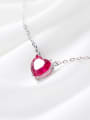 Simple Red Zircon Love 925 Silver Necklace