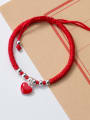 Sterling silver sweet heart hand-woven red thread bracelet