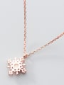 Christmas jewelry:Sterling silver zricon snowflake synthetic opal necklace