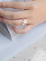 S925 silver natural shells chery flower opening ring