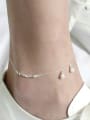 Fashion White Artificial Pearls Silver Anklet