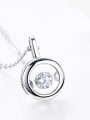 Simple Little Hollow Round Cubic Rotational Zircon 925 Silver Pendant