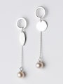 All-match Leaf Shaped Artificial Pearl Asymmetric Pearl Drop Earrings