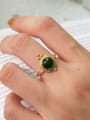 Sterling silver green semi-precious stones free size ring