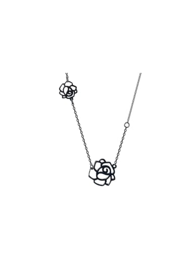 925 Sterling Silver With Gun Plated Personalized Flower Birthday Necklaces