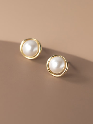 925 Sterling Silver With 18k Gold Plated Vintage Round Stud Earrings