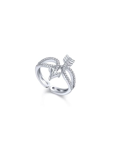 925 Sterling Silver With White Gold Plated Delicate Cupid's Arrow Wedding Engagement Rings