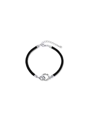 925 Sterling Silver With White Gold Plated Simplistic Geometric Braided Bracelets