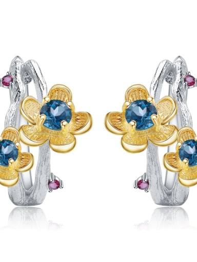 925 Sterling Silver With 18k Gold Plated Delicate Flower Earrings