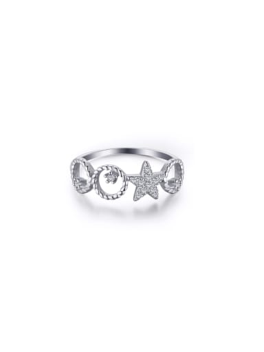 925 Sterling Silver With White Gold Plated Delicate Star Band Rings