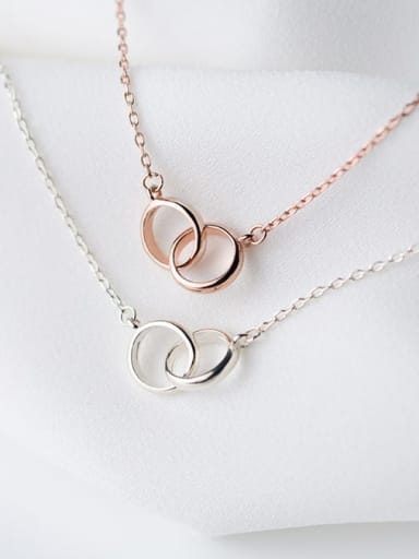 925 Sterling Silver With Rose Gold Plated Simplistic Round Necklaces