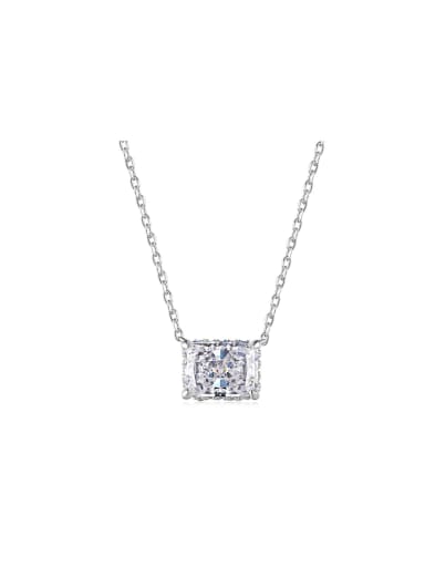 925 Sterling Silver With White Gold Plated Delicate High Carbon Diamond Square Necklaces