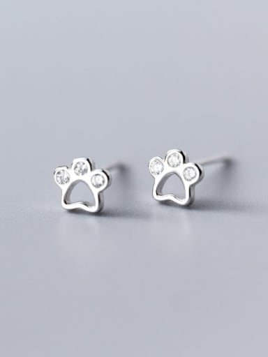 925 Sterling Silver With Rose Gold Plated Delicate Dog's paw Stud Earrings