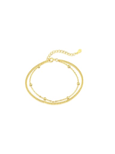 925 Sterling Silver With 18k Gold Plated Delicate +Double layered Geometric Bracelets