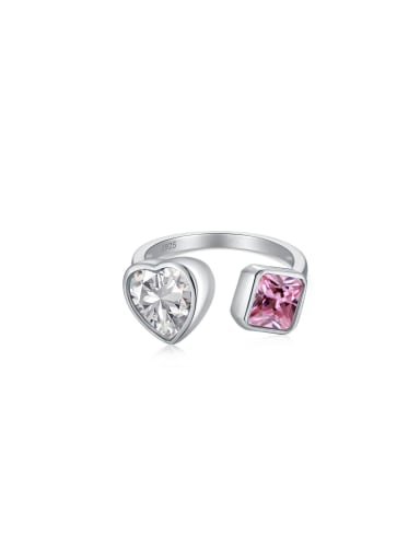 925 Sterling Silver With White Gold Plated Simplistic Heart Band Rings