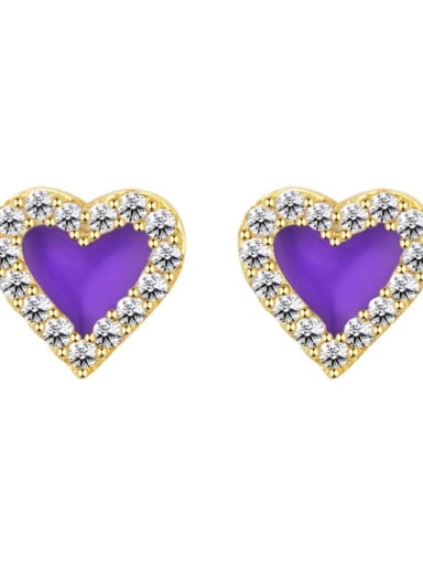 925 Sterling Silver With 18k Gold Plated Cute Heart Stud Earrings