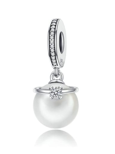 925 silver faux pearl charm