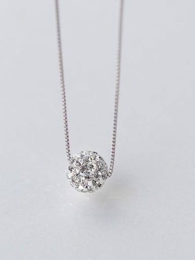 925 Sterling Silver With Cubic Zirconia Delicate Ball Birthday Necklaces