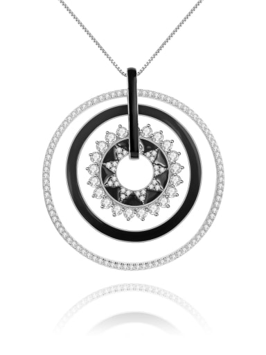 925 Sterling Silver With White Gold Plated Vintage Round Necklaces