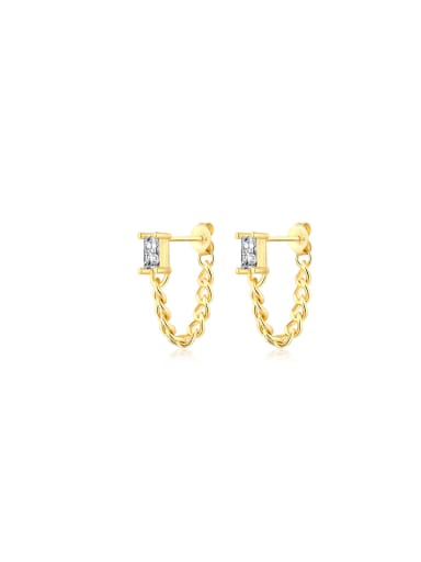 925 Sterling Silver With 18k Gold Plated Delicate Geometric Threader Earrings