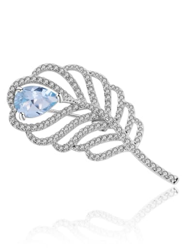 925 Sterling Silver With White Gold Plated Delicate Feather Brooches