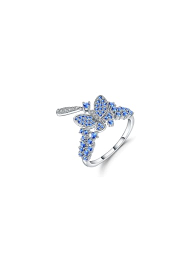 925 Sterling Silver With White Gold Plated Delicate Butterfly Band Rings