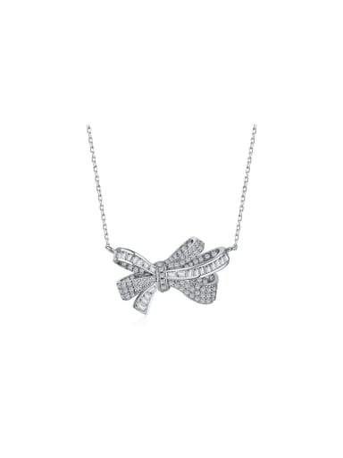 925 Sterling Silver With White Gold Plated Delicate Bowknot Necklaces