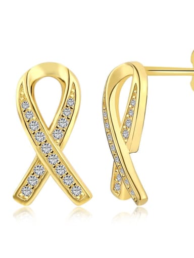 925 Sterling Silver With 18k Gold Plated Cross fish tail Delicate Stud Earrings