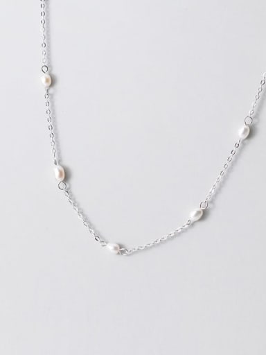925 Sterling Silver With  Freshwater Pearl Delicate Charm Birthday Necklaces