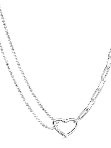 925 Sterling Silver With White Gold Plated Simplistic Heart Necklaces