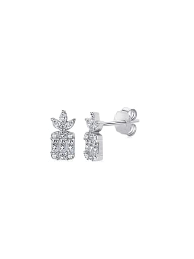 925 Sterling Silver With White Gold Plated Delicate Friut Stud Earrings