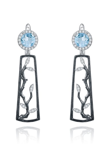 925 Sterling Silver With Raw Crystal Drop Earrings