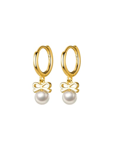 925 Sterling Silver With 18k Gold Plated Delicate Bowknot Earrings